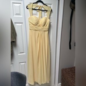 Bill Levkoff Pale Yellow Chiffon Maxi Dress